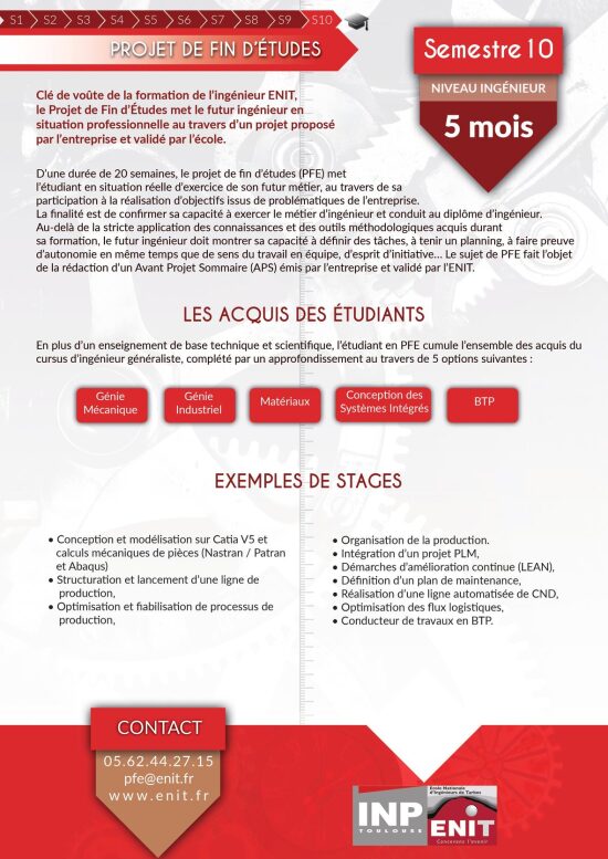 Formation ENIT Génie Industriel et Mécanique
